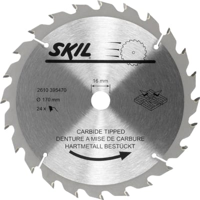 SKIL Zaagblad - Hardmetalen - Cirkelzaagblad - Zaagblad Hout - Voor Cirkelzaag - 170 mm & 24 Tanden - Skil 2610395470