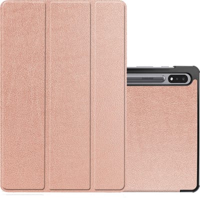 Hoes - Geschikt voor Samsung Galaxy Tab S8 - Dun & Stevig - Trifold Bookcase - Hard Cover - Hardcover Book Case - Tablet Hoesje - Rosé goud