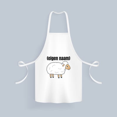 Akyol - schaap met eigen naam Keukenschort - Schaap - boeren/schapen liefhebbers - iemand die houdt van schapen - verjaardag - cadeau - kado - geschenk - 82 bij 71 cm