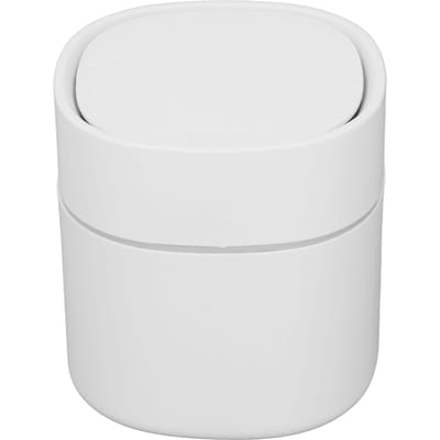 Mini Poubelle de Bureau Rangement Déchets Poubelle de Nettoyage avec Couvercle pour Table Basse Coiffeuse Bureau Comptoir blanc