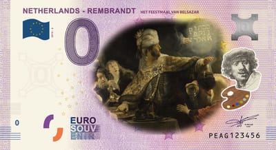 0 Euro biljet 2019 - Rembrandt Het feestmaal van Belsazar KLEUR