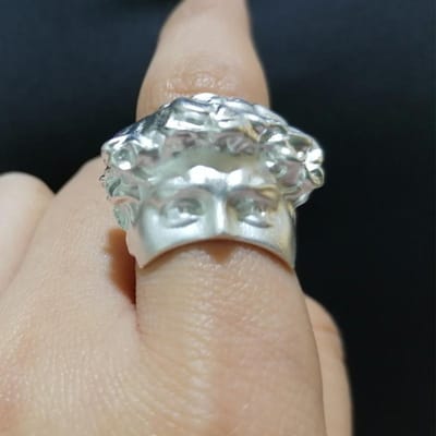 Lats Creatieve Venus 3D Masker Ringen Voor Mannen Retro Artistiek Koperen Plaat Relief Verstelbare Opening Gemaskerde Ring Vrouwen Cadeau Sieraden resizable gray