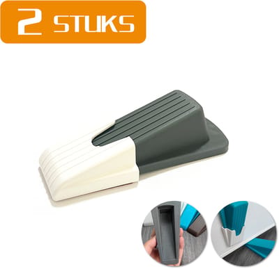 Colorful Sun® Deurstopper Set – 2 Stuks – met Opbergdoos – Rubberen Antislip Deurwig – Krasvrij & Duurzaam – Geschikt voor Binnen- en Buitendeuren, Tapijt & Harde Vloeren – Donkergrijs