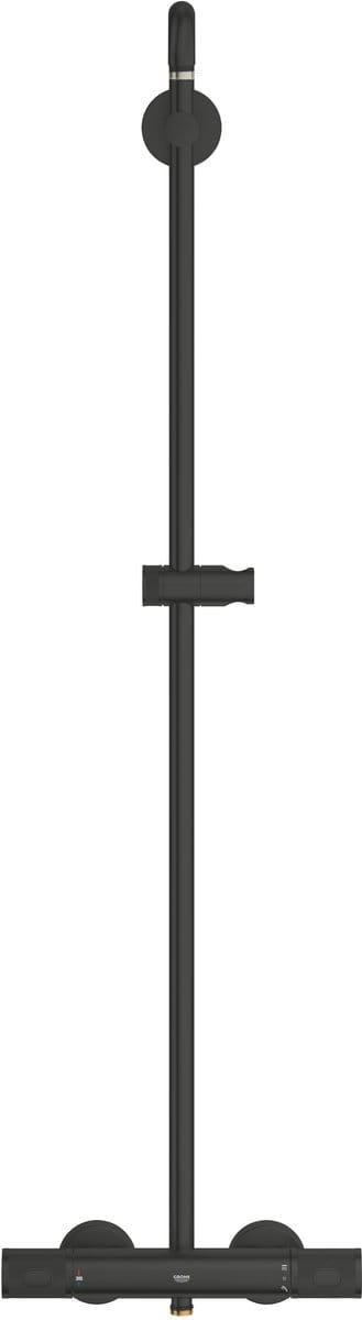 GROHE Vitalio Joy 260 douchesysteem met CoolTouch-thermostaat - 260 mm hoofddouche met 3 stralen en 110 mm handdouche met 3 straalsoorten - Waterbesparend - Wandgemonteerd - Mat Zwart