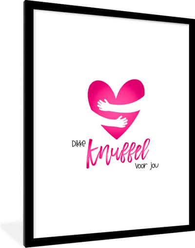 Fotolijst incl. Poster - Beterschap - Spreuken - Roze - Knuffel - 60x80 cm - Posterlijst