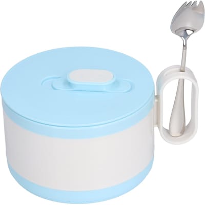 Roestvrijstalen Ramen Kom Dubbele Isolatie Instant Noodle Kom met Deksel voor Kantoorwerker L(for 6.5-9kg) blauw