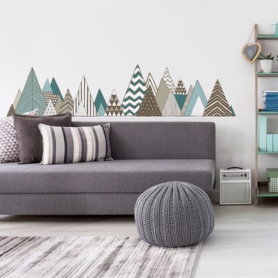 Muurstickers - Decoratie voor slaapkamer/woonkamer - Gigantische Scandinavische bergmuursticker NEOVOLCANIK - 100x150cm