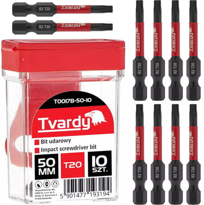 Tvardy Impact bit T20 - 50mm lengte - S2 staal - Magnetische punt - Set van 10 stuks