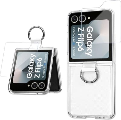 Geschikt voor Samsung Galaxy Z Flip 6 / Flip 7 FE - Hoesje + Screenprotector – Gehard Glas Cover + Shock Proof Case - Extreme Shock Case – Ring Houder