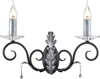 Landelijke Wandlamp - Steady Lighting - Metaal - Landelijk - E14 - L: 16cm - Voor Binnen - Woonkamer - Eetkamer - Zwart