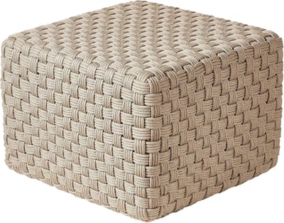 Handgeweven Poef - Ottomaan Zitoefening - Buiten Zitten - UV-bestendig Materiaal - 50 x 50 cm - Taupe