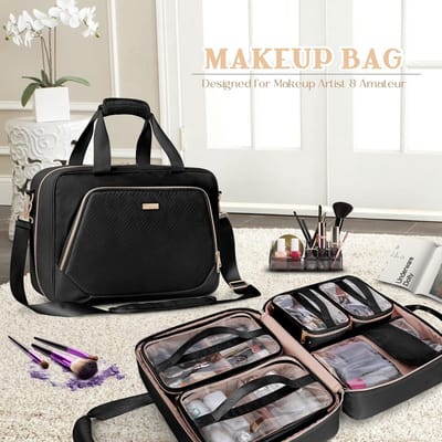 Grote make-uptas - Cosmetica organizer - Make-up opbergen - 4 afneembare koffers - 40 cm breed - Zwart