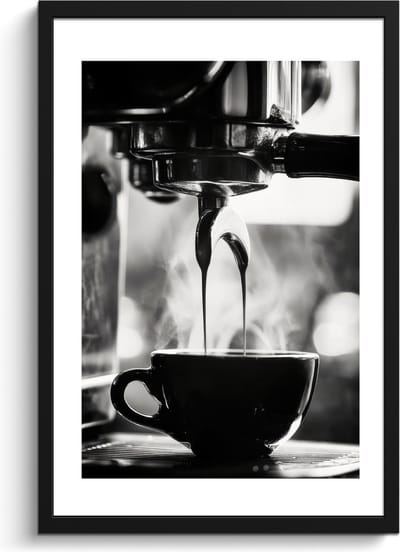 Fotolijst inclusief poster - Posterlijst 40x60 cm - Posters - Coffee - Espresso - Koffiemachine - Kop - Foto in lijst - Keuken decoratie muur - Wanddecoratie accessoires - Muurdecoratie - Schilderijen