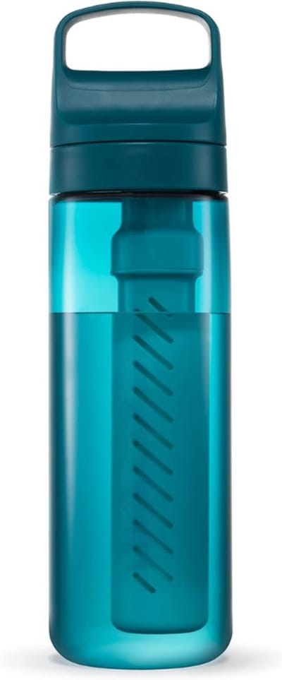 BPA-vrije waterfilterfles voor op reis en dagelijks gebruik, verwijdert bacteriën, parasieten en microplastics, verbetert de smaak, 650 ml Laguna Teal