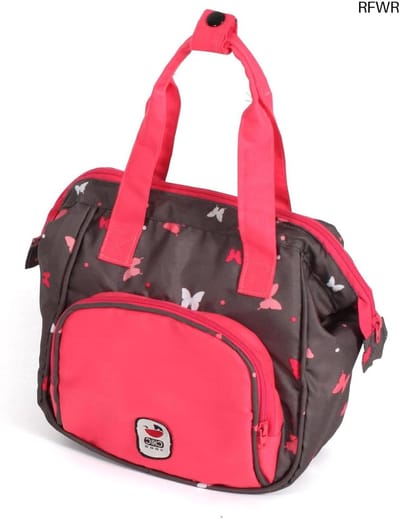 RFWR® Moderne Luiertas voor Poppen met Ruimte voor Accessoires - Koraalroze Vlinderontwerp