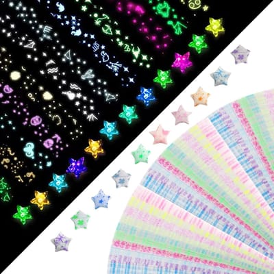 Pack van 630 Papieren Sterren en Strips voor Origami en Creatieve Knutselprojecten - Kleurige Sterren voor Kinderen en Gelukssterretjes (22 cm)