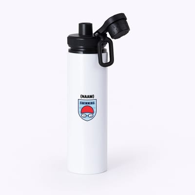 Hacebo® - swimming met je eigen naam waterfles met draaidop zwart - sport liefhebbers - mensen die houden van zwemmen - zwemdiploma - zwemcadeau - verjaardagscadeau - verjaardag - cadeau - kado - geschenk - gift - water fles - 850ML