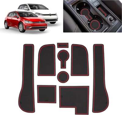 Non-slip rubberen matten voor VW Golf 7 en 7.5, geschikt voor console, bekerhouder en deur, ideaal voor bescherming en grip