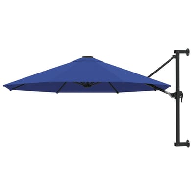 vidaXL - Wandparasol - met - metalen - paal - 300 - cm - blauw