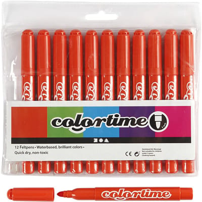 Colortime stift,  5 mm lijn, donkeroranje, 12 stuks