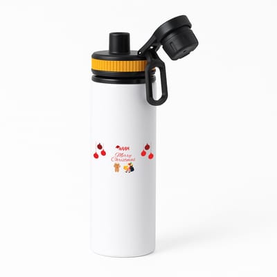 Hacebo® - Kerst merry christmas met eigen naam waterfles met draaidop oranje - Kerstmis - Kerst beker - winter - kerst - christmas - kerst cadeau - water fles - 850ML