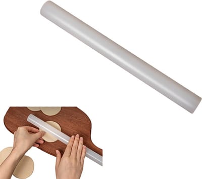 Plastic deegroller - Deegroller - Bakdeegroller - Massieve deegroller - Gemaakt van kunststof - Gemakkelijk schoon te maken - Bakgereedschap - 4 x 4 x 40 cm - Geschikt voor bakken, pizza, pasta, deeg, koekjes - wit