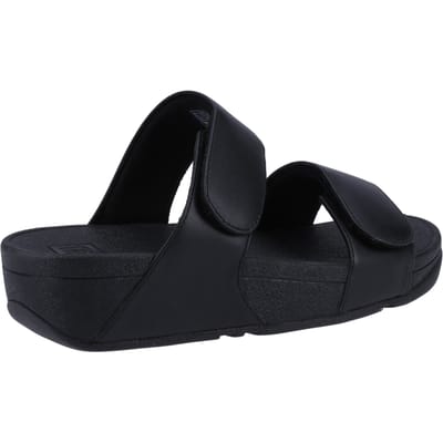 FitFlop Lulu Adjustable Leather Slides Dames Slippers - Zwart