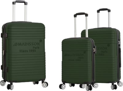 Madisson - Reiskofferset - Koffers - 3 stuks - Reiskoffer met 4 wielen - donker groen