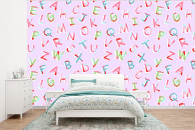 Behang - Fotobehang Alfabet - Letters - Patroon - Breedte 320 cm x hoogte 240 cm
