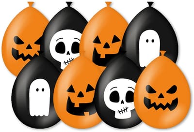 LUQ – Halloween Latexballonnen – Set van 8 – Zwart Oranje – Spooky Kawaii Feest Versiering – Party Decor – Helium Ready
