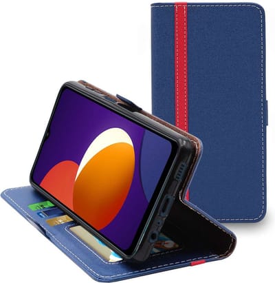 ebestStar - Hoes geschikt voor Samsung Galaxy M12, Wallet Etui, Book case hoesje, Donkerblauw, Rood