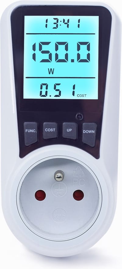 SEC24 KWH230FR Energiemeter met Led verlicht display - Stekker voor België en Frankrijk - Verbruiksmeter - Stroomverbruik meter - Elektriciteitsmeter - Energie besparen - voor het meten van Watt/Ampère/Voltage/KWH