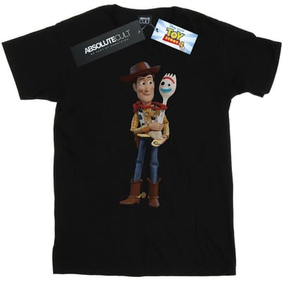 Disney Jongens Toy Story 4 Woody en Forky T-Shirt (Zwart)