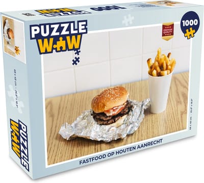 Puzzel Fastfood op houten aanrecht - Legpuzzel - Puzzel 1000 stukjes volwassenen