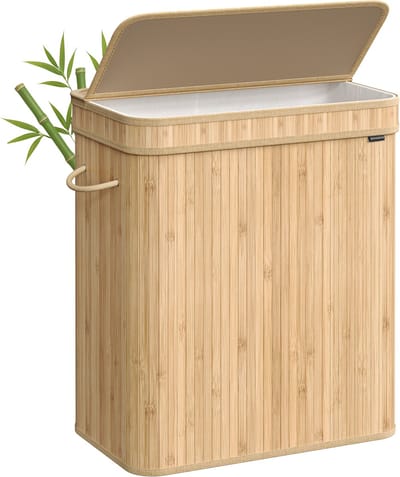 SONGMICS - Wasmand - Wassorteerder - Bamboe - Met Handgrepen - Uitneembare Waszak - 100L