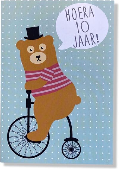 Hoera 10 Jaar! Luxe verjaardagskaart - 12x17cm - Gevouwen Wenskaart inclusief envelop - Leeftijdkaart