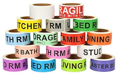 Home Verhuismaterialen: 960 Kleurgecodeerde Dozenlabels met Breekbare Stickers