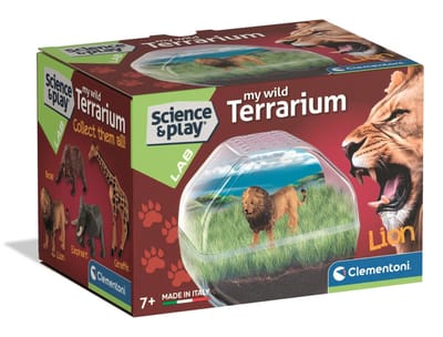 Clementoni Mini Terrarium Leeuw - Dieren Speelgoed met Echte Planten - Zaden en Plantjes Kweken en Knutselen - Wetenschap en Spel voor Kinderen