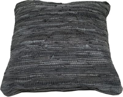 Rocaflor Sierkussen-vierkant-leer-gerecycled - grijs - 45x45cm