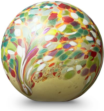 Urn-Glas-Eturnal Elan-line Flowerfield Glasobject-deelbewaring-Bol–Glazen-Mini-urn-voor as-Kunst-Gedenkstuk door u zelf te vullen urn voor crematie-as E014LF bolurn deelbestemming as in glas 20CM hoog inhoud 4L
