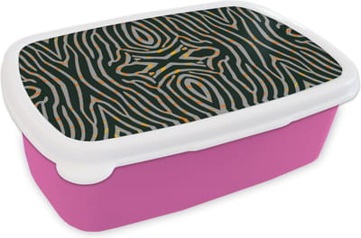 Broodtrommel Roze - Lunchbox - Brooddoos - Zebra - Dierenprint - Patronen - 18x12x6 cm - Kinderen - Meisje