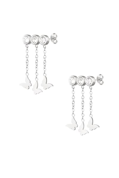 Oorbellen vlindertjes & steentjes Zilver