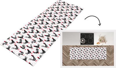 Keukenloper - Loper keuken - Patroon - Kip - Vogel - 150x50 cm - Keukenloper vinyl