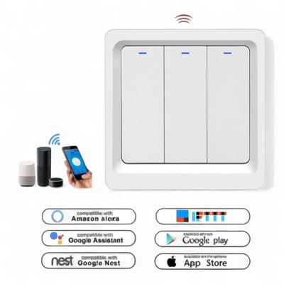 Slimme Inbouw Schakelaar | 3-voudig | Zigbee | Handmatig en App |Instelbare schema's | Controleverlichting | Google home | Tuya Smart Life | Wit