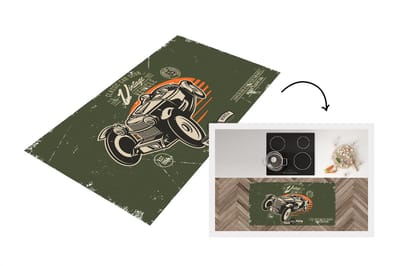 Keukenloper - Loper keuken - Vintage - Oldtimer - Auto - 120x60 cm - Keukenloper vinyl