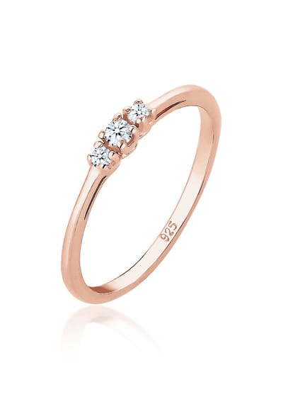 Elli PREMIUM - Ring - Dames Verlovingsring Diamant (0.06 ct.) Delicaat in 925 Sterling Zilver - Dames