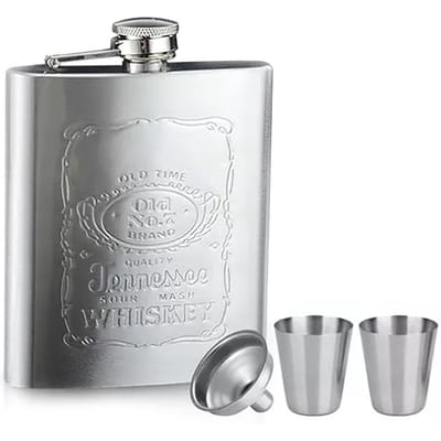 Flasque de poche portable étanche en acier inoxydable pour whisky avec entonnoir pour la randonnée et l'escalade