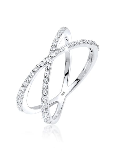 Elli - Ring - Dames Wikkel X met Zirkonia Kristallen in 925 Zilver - Dames