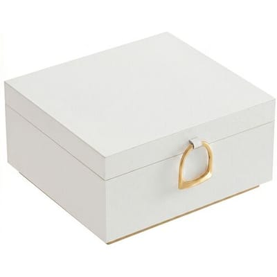Ochama Sieradendoos met 2 Lagen, Sieraden Organizer met Handvat, Verwijderbare Sieradenschaal, Zwevend Effect, Cadeau-idee, Wit