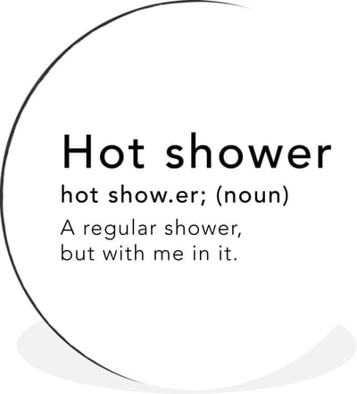 WallCircle - Wandcirkel - Muurcirkel - Spreuken - Quotes - A regular shower but with me in it - Hot shower - Woordenboek - Aluminium - Dibond - 30x30 cm - Binnen en Buiten
